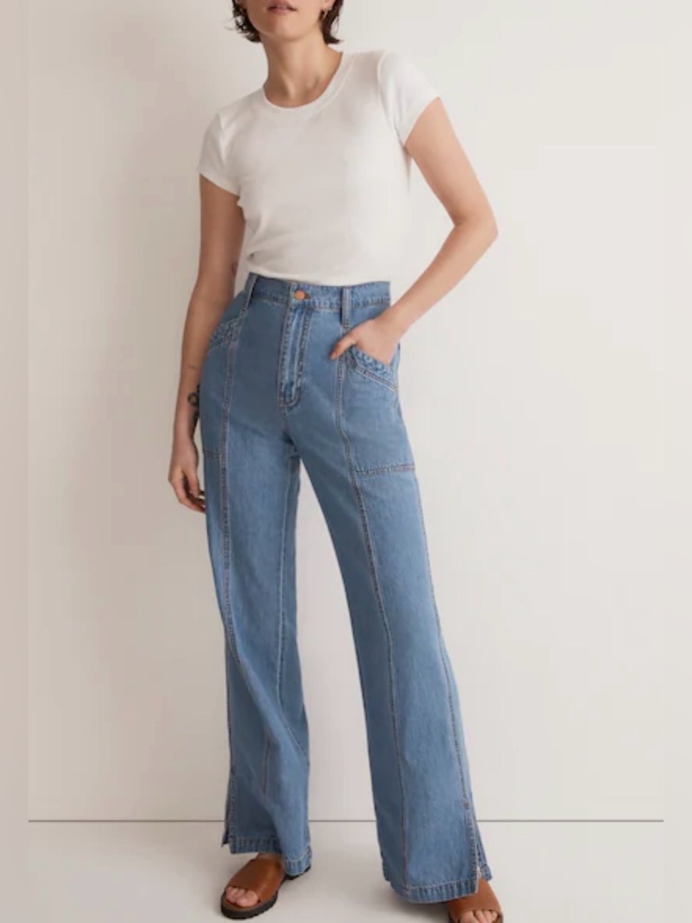 Madewell Relaxed Loose Flare High Rise Jeans Light Blue Size 28